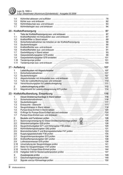Lupo (1998 - 2006) Reparaturanleitung 3-Zyl. Dieselmotor (Aluminium-Zylinderblock)