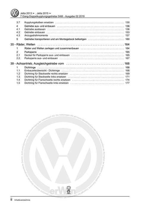Jetta (2014+) Reparaturanleitung 7 Gang-Doppelkupplungsgetriebe 0AM