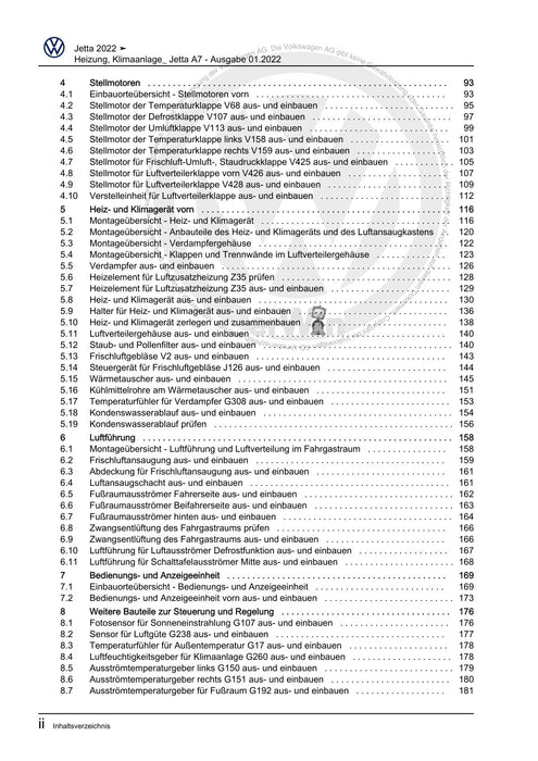 Jetta (2014+) Reparaturanleitung Heizung, Klimaanlage+Jetta A7