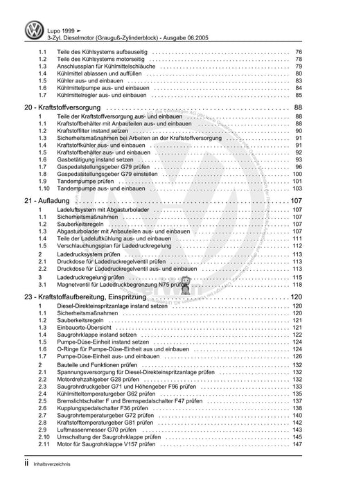 Lupo (1998 - 2006) Reparaturanleitung 3-Zyl. Dieselmotor (Grauguß-Zylinderblock)
