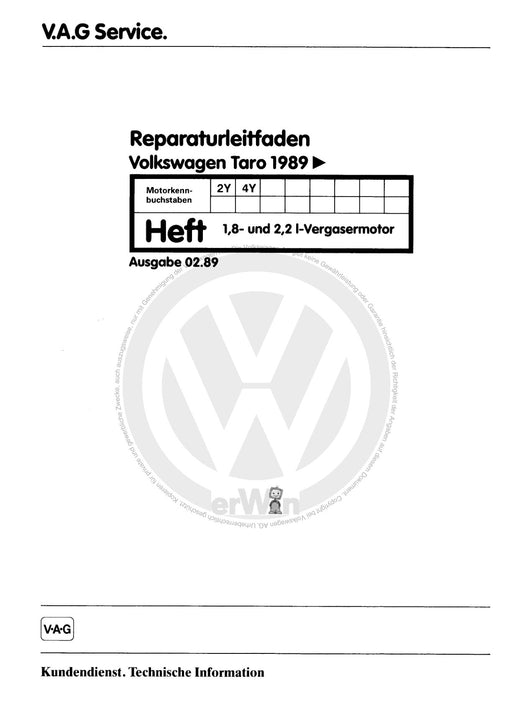 Taro (1989 - 1997) Reparaturanleitung 1,8- und 2,2-l-Vergasermotor 2Y,4Y