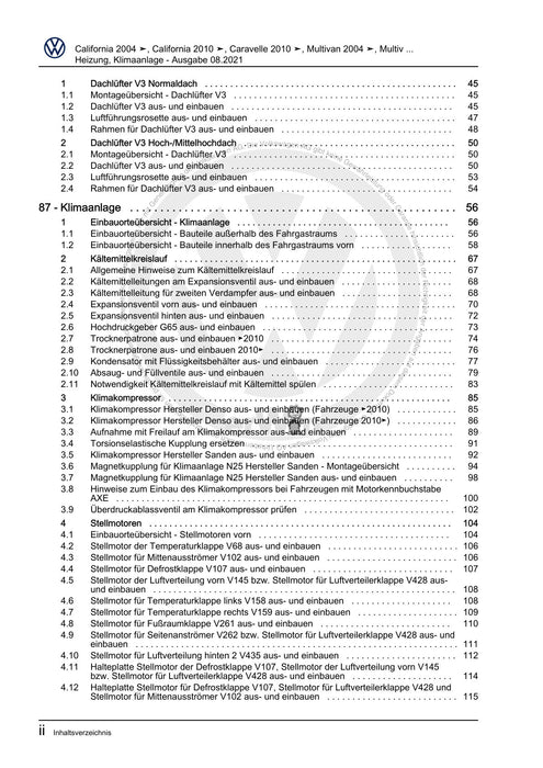 Transporter (2003 - 2007) Reparaturanleitung Heizung, Klimaanlage