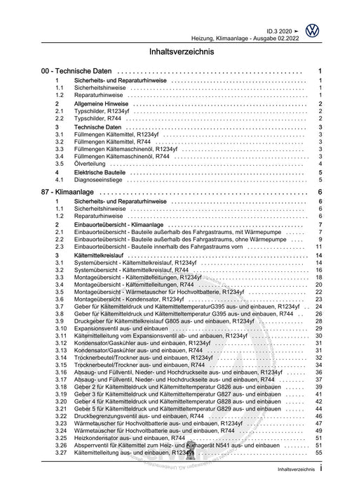 ID.3 (2020+) Reparaturanleitung Heizung, Klimaanlage