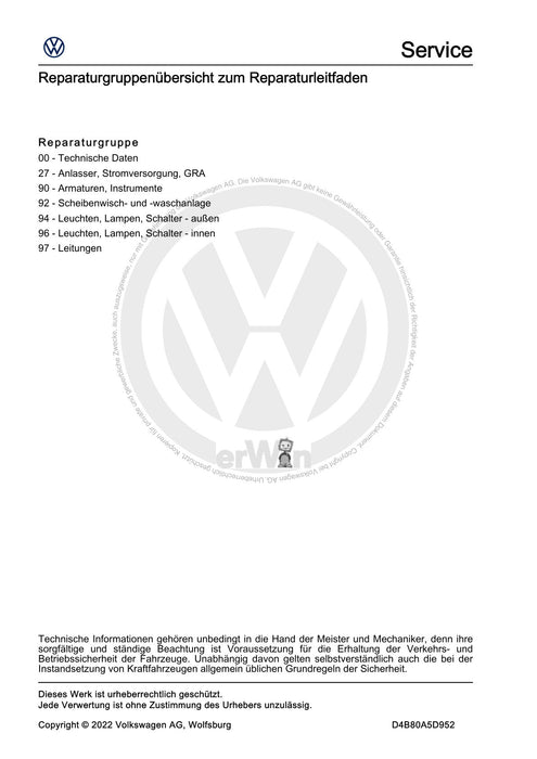 Caddy (2021+) Reparaturanleitung Elektrische Anlage