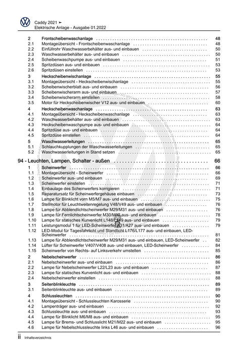 Caddy (2021+) Reparaturanleitung Elektrische Anlage