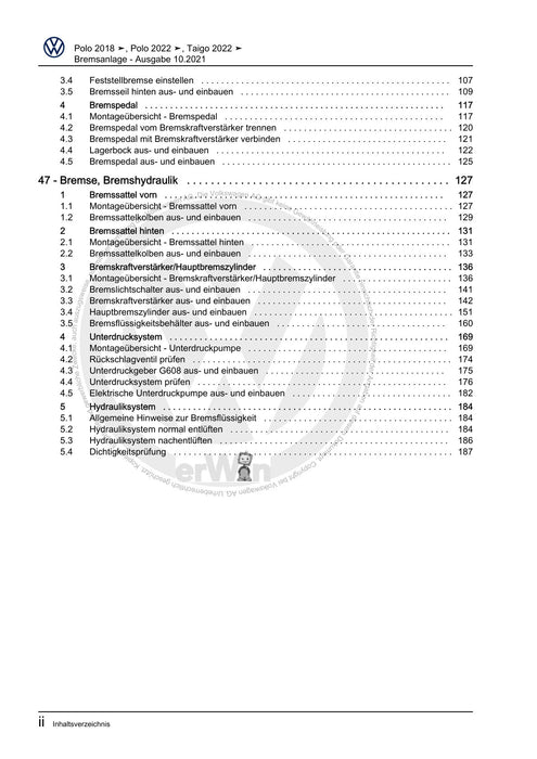 Polo 2018 - 2021 Reparaturanleitung Bremsanlage