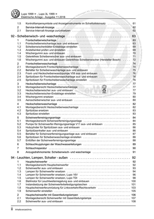 Lupo (1998 - 2006) Reparaturanleitung Elektrische Anlage