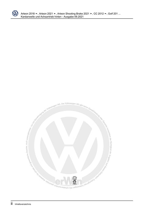 Passat CC (2009) Reparaturanleitung Kardanwelle und Achsantrieb hinten