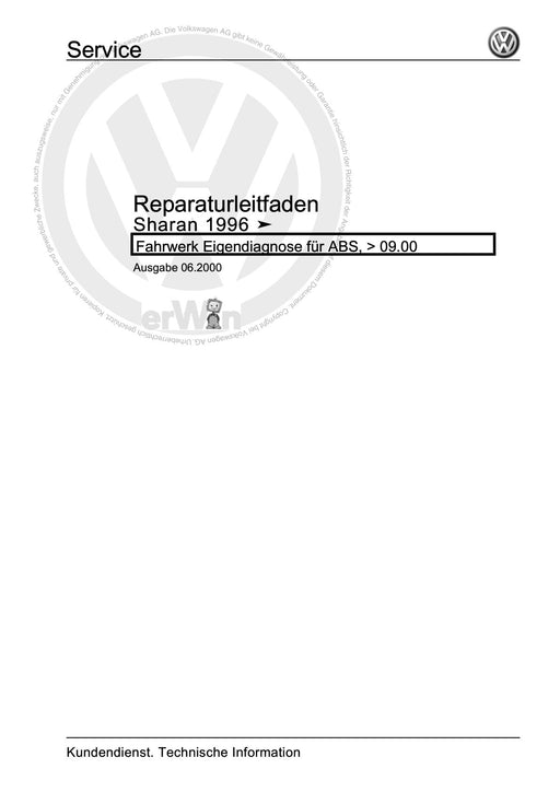 Sharan (1995 - 2010) Reparaturanleitung Fahrwerk Eigendiagnose für ABS,+09.00