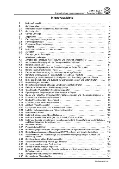 Crafter (2006 - 2016) Maintenance handbook (IGG) Instandhaltung genau genommen