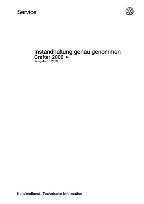 Crafter (2006 - 2016) Maintenance handbook (IGG) Instandhaltung genau genommen