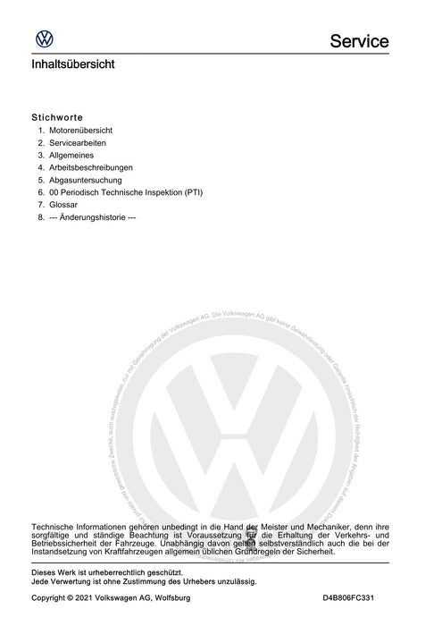 Arteon (2018 - 2020) Maintenance handbook (IGG) Instandhaltung genau genommen