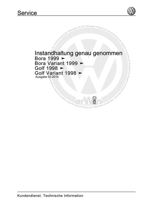 Bora (1999 - 2006) Bora-Bora Variant Maintenance handbook (IGG) Instandhaltung genau genommen
