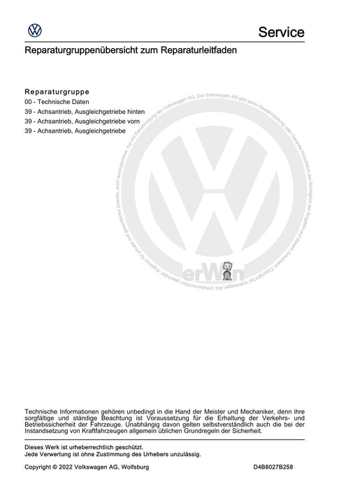Amarok (2011+) Reparaturanleitung Verteilergetriebe und Achsantriebe