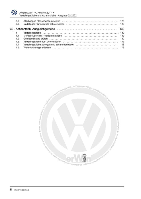 Amarok (2011+) Reparaturanleitung Verteilergetriebe und Achsantriebe