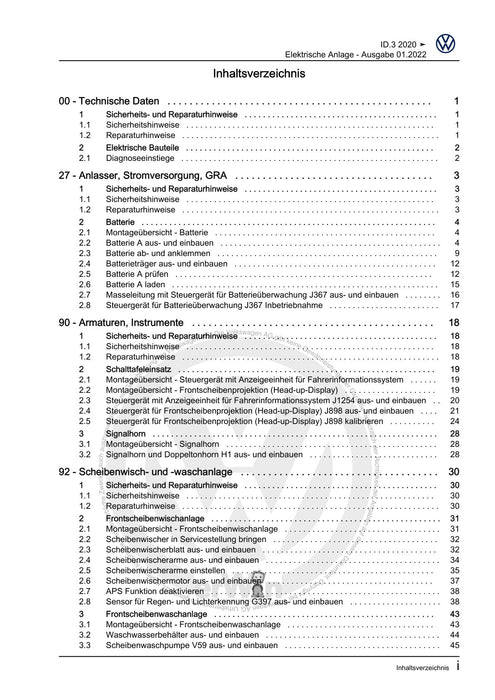 ID.3 (2020+) Reparaturanleitung Elektrische Anlage