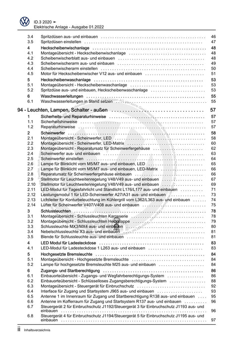 ID.3 (2020+) Reparaturanleitung Elektrische Anlage