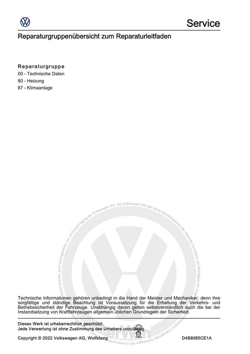 Crafter (2017+) Reparaturanleitung Heizung, Klimaanlage