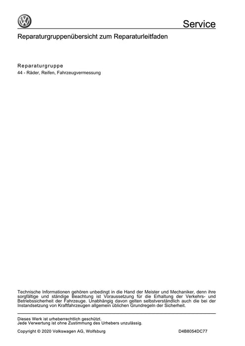 Caddy (2016 - 2020 ) Reparaturanleitung Ratgeber Räder, Reifen
