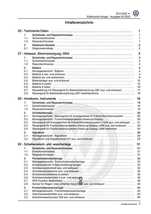 ID.5 (2021+) Reparaturanleitung Elektrische Anlage