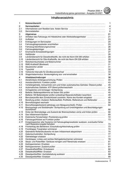 Phaeton (2001 - 2008) Maintenance handbook (IGG) Instandhaltung genau genommen