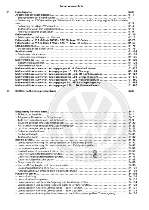 Golf IV (1998 - 2006) Golf-Golf Variant-Bora-Bora Variant Reparaturanleitung Motronic Einspritz- und Zündanlage (5-Zyl. 4-Ventiler) AQN