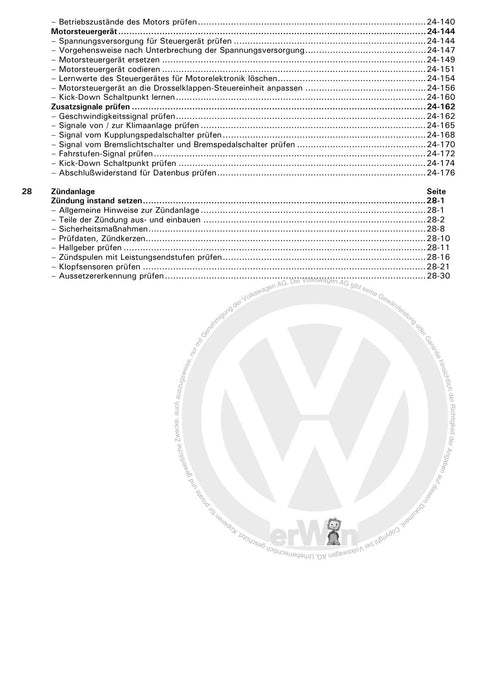 Golf IV (1998 - 2006) Golf-Golf Variant-Bora-Bora Variant Reparaturanleitung Motronic Einspritz- und Zündanlage (5-Zyl. 4-Ventiler) AQN