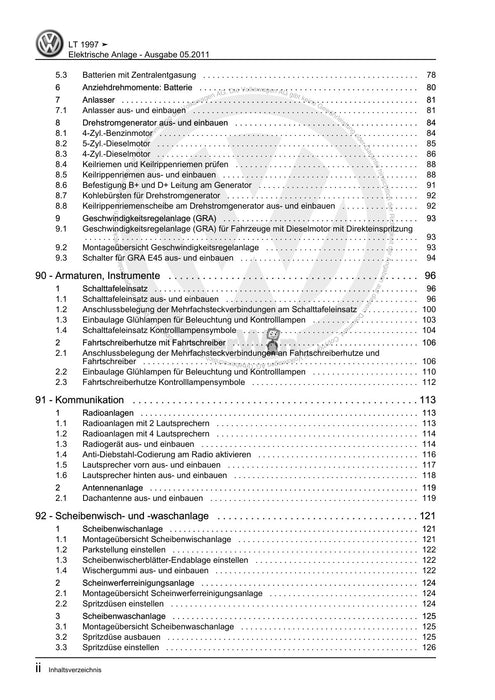 LT (1996 - 2006) Reparaturanleitung Elektrische Anlage
