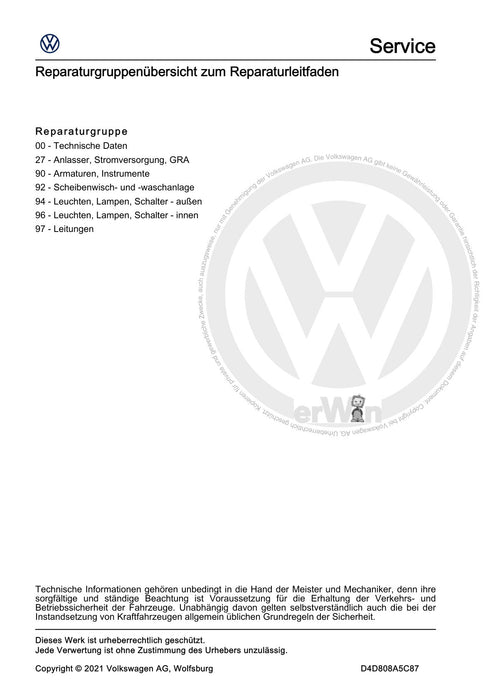 T-Cross (2019+) Reparaturanleitung Elektrische Anlage