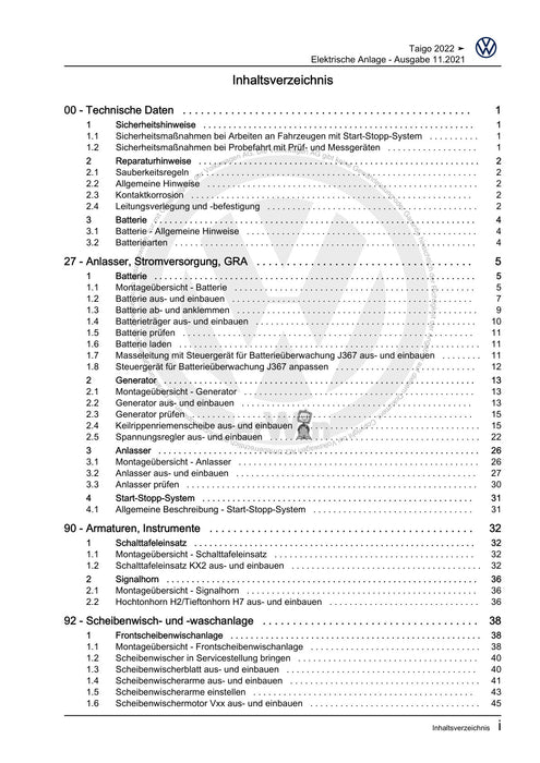 T-Cross (2019+) Reparaturanleitung Elektrische Anlage