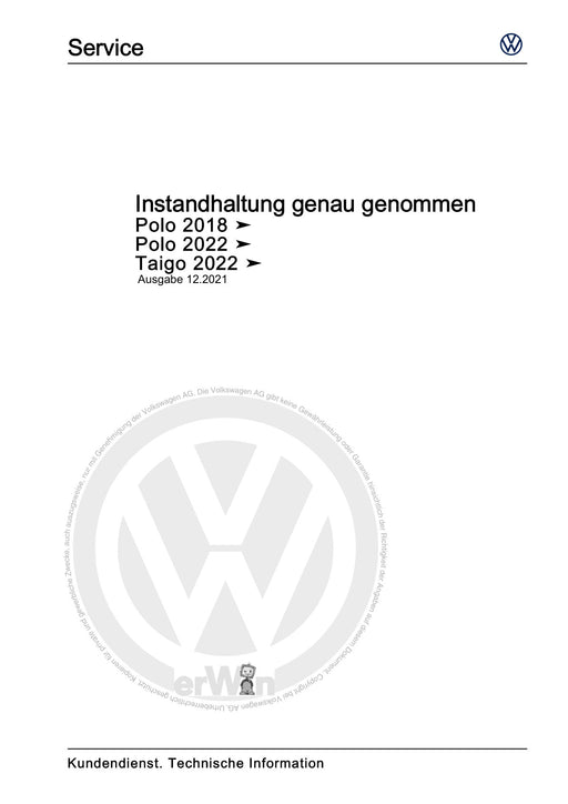 Polo 2018 - 2021 Maintenance handbook (IGG) Instandhaltung genau genommen