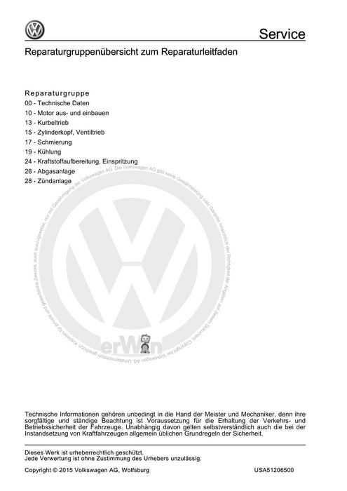 Golf V (2004 - 2007) Golf-Golf Variant-Golf Plus-Jetta Reparaturanleitung 5-Zyl. Einspritzmotor (2,5 l-Motor, 4-Ventiler)