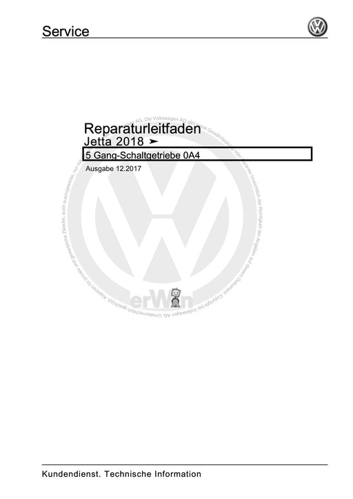 Jetta (2014+) Reparaturanleitung 5 Gang-Schaltgetriebe 0A4