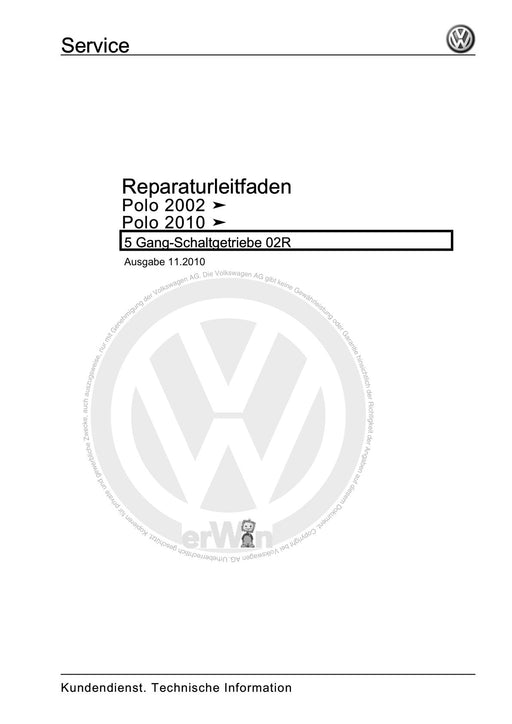 Polo (2005 - 2010) Polo Reparaturanleitung 5 Gang-Schaltgetriebe 02R
