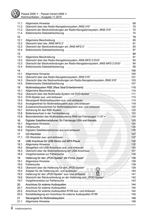 Passat (2005 - 2008) Passat-Passat Variant Reparaturanleitung Kommunikation
