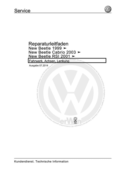 Beetle (1998 - 2010) New Beetle-Cabrio Reparaturanleitung Fahrwerk, Achsen, Lenkung