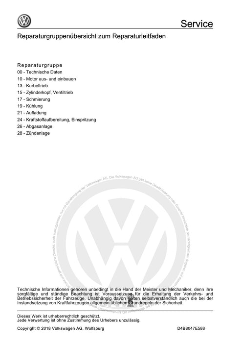 Jetta (1980 - 1988) Jetta Reparaturanleitung 4-Zyl. Einspritzmotor (1,2 l-Motor Direkteinspritzer, EA 111, Turbolader)