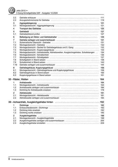 Jetta (1980 - 1988) Jetta Reparaturanleitung 5 Gang-Schaltgetriebe 0AF