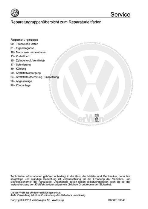 Golf VI (2009 - 2013) Golf-Plus-Cabriolet-Variant Reparaturanleitung 4-Zyl. Einspritzmotor (1,6 l-Motor, BiFuel) Volkswagen R GmbH