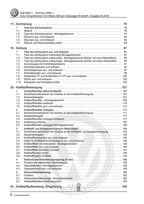 Golf VI (2009 - 2013) Golf-Plus-Cabriolet-Variant Reparaturanleitung 4-Zyl. Einspritzmotor (1,6 l-Motor, BiFuel) Volkswagen R GmbH