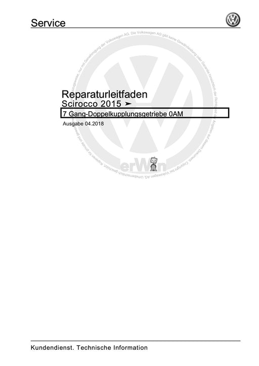 Scirocco (2008 - 2015) Reparaturanleitung 7 Gang-Doppelkupplungsgetriebe 0AM