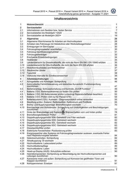 Passat (2019+) Maintenance handbook (IGG) Instandhaltung genau genommen