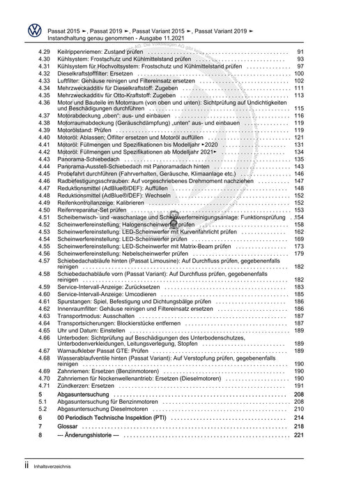 Passat (2019+) Maintenance handbook (IGG) Instandhaltung genau genommen