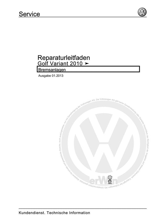 Golf VI (2009 - 2013) Golf-Plus-Cabriolet-Variant Reparaturanleitung Bremsanlagen