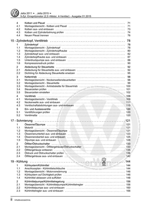 Jetta (1980 - 1988) Jetta Reparaturanleitung 5-Zyl. Einspritzmotor (2,5 l-Motor, 4-Ventiler)