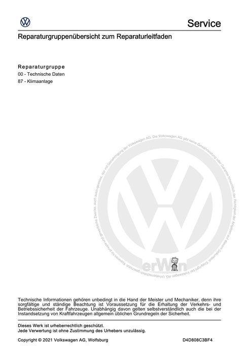 Transporter (2016+) Reparaturanleitung Heizung, Klimaanlage