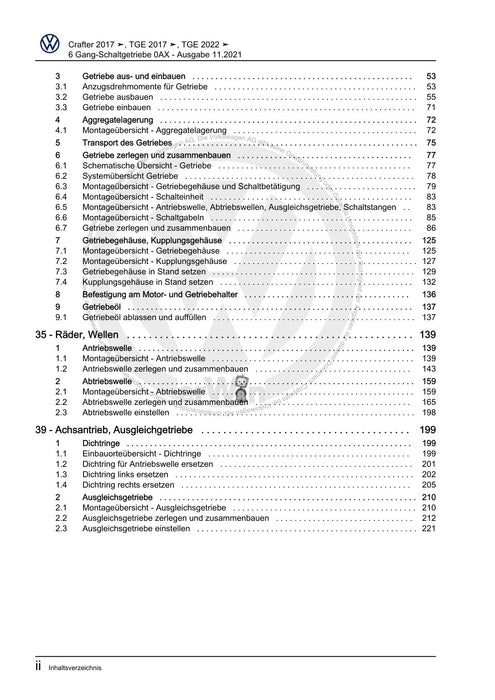 Crafter (2017+) Reparaturanleitung 6 Gang-Schaltgetriebe 0AX