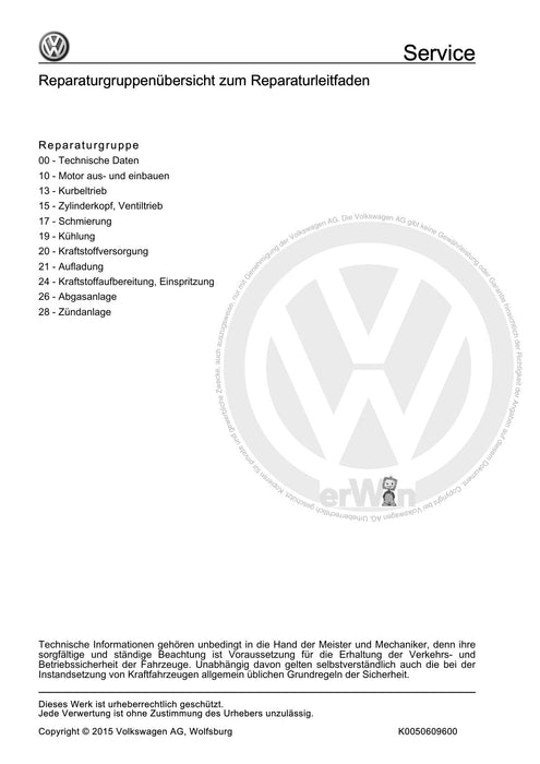 Passat (1997 - 2005) Passat-Passat Variant Reparaturanleitung 4-Zyl. Einspritzmotor (5-Ventiler ohne Zwischenwelle)