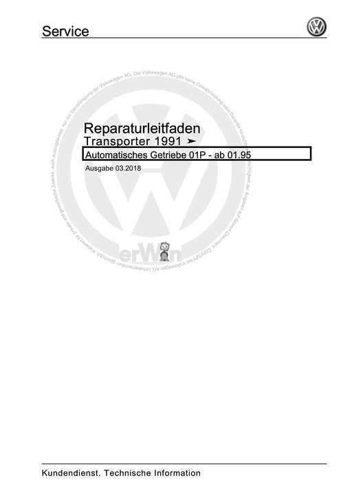 Transporter (1991 - 1996) Reparaturanleitung Automatisches Getriebe 01P - ab 01.95