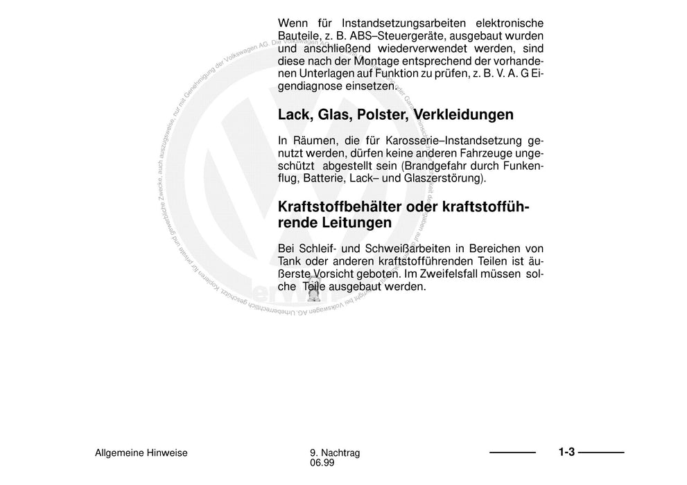 Beetle (1998 - 2010) New Beetle-Cabrio Reparaturanleitung New Beetle 1999
